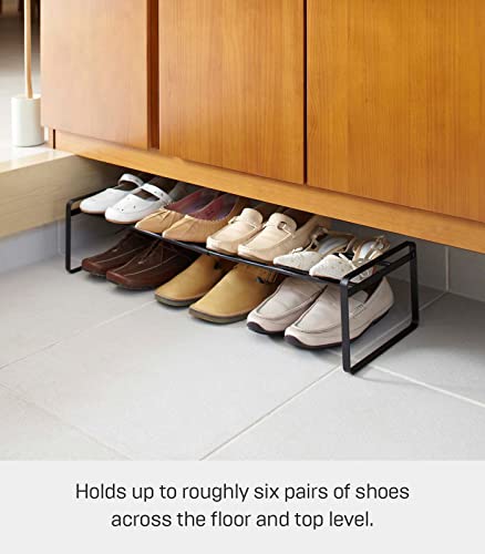 Yamazaki Home Adjustable Shoe Rack-Spacesaving Storage Solution, One Size, Black