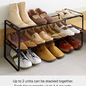 Yamazaki Home Adjustable Shoe Rack-Spacesaving Storage Solution, One Size, Black