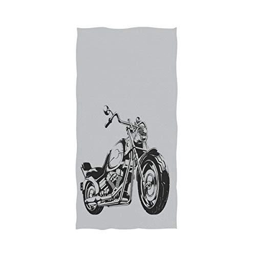 Naanle Stylish Motorcycle Silhouette Soft Highly Absorbent Large Decorative Hand Towels Multipurpose for Bathroom, Hotel, Gym and Spa (16" x 30",Grey)