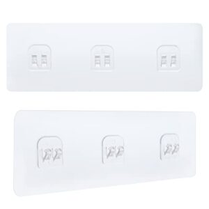 2 Pack Wall Adhesive Hook Sticker for Shower Caddy, Strong Transparent Adhesive Strip with 3 Hooks for Shower Organizer, Kitchen Racks, Bathroom Shelves, Adhesive Tape for Hanging Shower Caddies