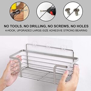 2 Pack Wall Adhesive Hook Sticker for Shower Caddy, Strong Transparent Adhesive Strip with 3 Hooks for Shower Organizer, Kitchen Racks, Bathroom Shelves, Adhesive Tape for Hanging Shower Caddies