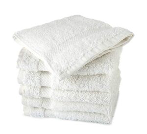 towelfirst luxury 6-pack white washcloths, 13x13 inches, 100 percent cotton, premium quality, durable, soft and extra-absorbent face cloths, quick drying - best for bath, kitchen, spa and gym use