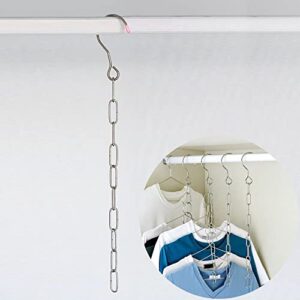 1 pack clothes hangers chain, 10 slots closet organizer clothes hangers storage, magic hanger chains with stainless steel & collapsible, space saving hanging chains