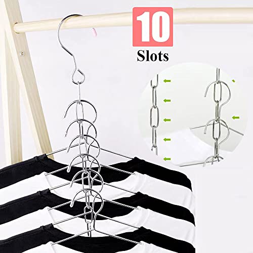 1 Pack Clothes Hangers Chain, 10 Slots Closet Organizer Clothes Hangers Storage, Magic Hanger Chains with Stainless Steel & Collapsible, Space Saving Hanging Chains