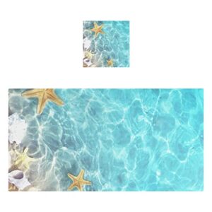 jiponi starfish ocean cotton towel set of 2, 1 bath towel 1 washcloth soft and highly absorbent towels for bathroom hotel spa gym decor