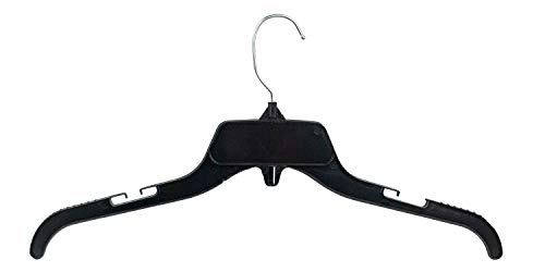 Hangon Recycled Plastic with Notches Shirt Hangers, 17 Inch, Black, 10 Pack