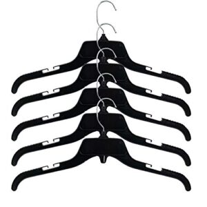 Hangon Recycled Plastic with Notches Shirt Hangers, 17 Inch, Black, 10 Pack