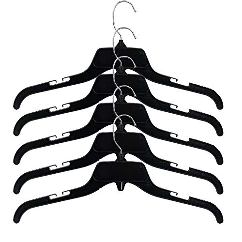 Hangon Recycled Plastic with Notches Shirt Hangers, 17 Inch, Black, 10 Pack
