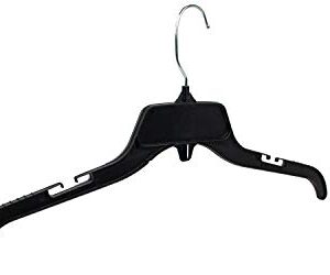 Hangon Recycled Plastic with Notches Shirt Hangers, 17 Inch, Black, 10 Pack