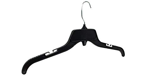 Hangon Recycled Plastic with Notches Shirt Hangers, 17 Inch, Black, 10 Pack