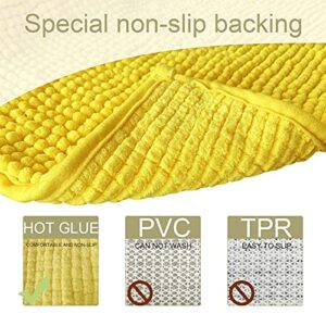 Bathroom Rugs and Mats Sets Yellow 2 Piece Non Slip Super Absorbent Water Bath Floor Rugs,Ultra Soft and Quick Dry Shower Chenille Mats for Bathroom Floor,Tub,Toilet,20x32+16x24 Inch