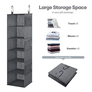 HAITRAL Hanging Closet Organizer - 6-Shelf Hanging Storage Shelves with 3 Side Pocket - Multi-Function Foldable Cube Wardrobe for Home, Dorm, Apartment