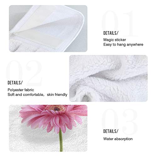 Aslsiy Gerbera Daisy Pink Flowers Hanging Kitchen Towels Bathroom Hand Tie Towel Fast Drying Dish Tea Towels for Bath Tabletop Gym Home Decor Set of 2