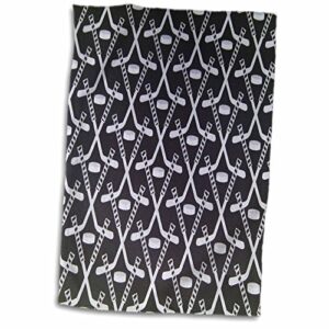 3D Rose White Hockey Sticks On Black TWL_35276_1 Towel, 15" x 22"