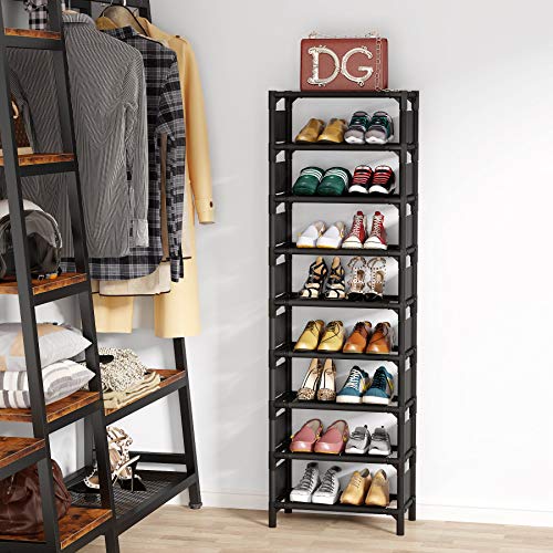 Tribesigns Vertical Shoe Rack, 9 Tiers Narrow Shoe Shelf 18 Pairs Slim Shelf for Shoes Narrow Shoe Rack for Small Space