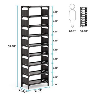 Tribesigns Vertical Shoe Rack, 9 Tiers Narrow Shoe Shelf 18 Pairs Slim Shelf for Shoes Narrow Shoe Rack for Small Space