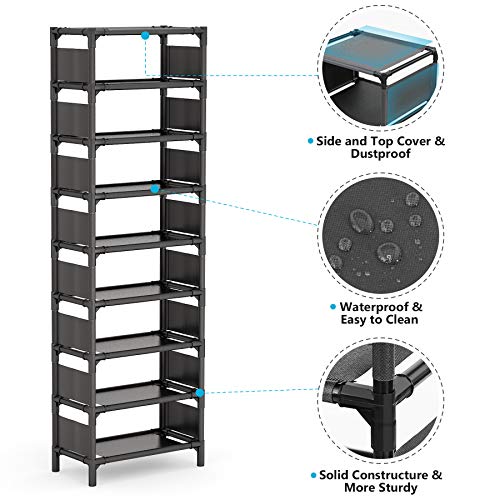 Tribesigns Vertical Shoe Rack, 9 Tiers Narrow Shoe Shelf 18 Pairs Slim Shelf for Shoes Narrow Shoe Rack for Small Space