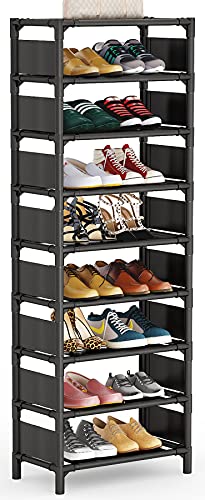 Tribesigns Vertical Shoe Rack, 9 Tiers Narrow Shoe Shelf 18 Pairs Slim Shelf for Shoes Narrow Shoe Rack for Small Space