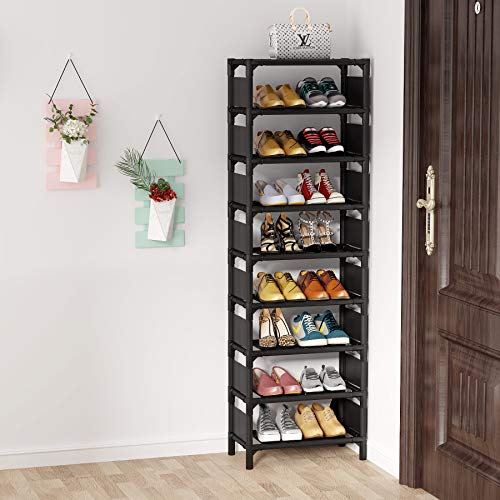 Tribesigns Vertical Shoe Rack, 9 Tiers Narrow Shoe Shelf 18 Pairs Slim Shelf for Shoes Narrow Shoe Rack for Small Space