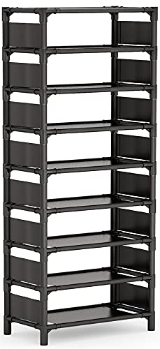 Tribesigns Vertical Shoe Rack, 9 Tiers Narrow Shoe Shelf 18 Pairs Slim Shelf for Shoes Narrow Shoe Rack for Small Space