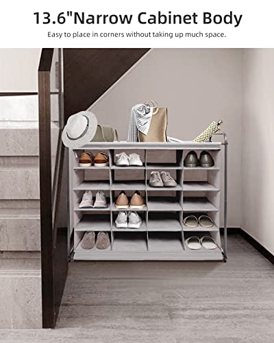 MULISOFT 20-Grid Shoe Rack Organizer Large Capacity, Shoe Cubby for Better Shoe Care, Space-saving Cubby Shoe Rack, Shoe Organizer Cubby Easy to Move for Entryway, Closet, Dormitories, Garage, Grey