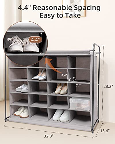 MULISOFT 20-Grid Shoe Rack Organizer Large Capacity, Shoe Cubby for Better Shoe Care, Space-saving Cubby Shoe Rack, Shoe Organizer Cubby Easy to Move for Entryway, Closet, Dormitories, Garage, Grey