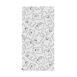 naanle cute cartoon polar bears print soft highly absorbent large decorative hand towels multipurpose for bathroom, hotel, gym and spa (16 x 30 inches,white)