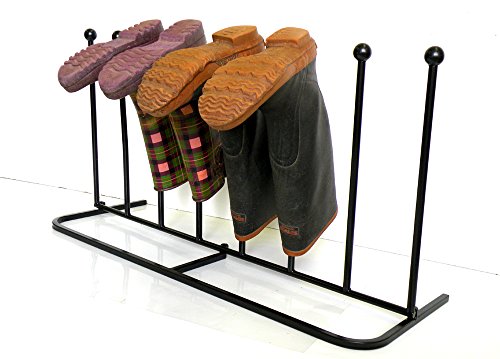 Solid Aim Tools 4-Pair Boot Rack ,Boot Organizer Creative Indoor/Outdoor Wrought Iron Boot Rack Stand , Elegant & Steady Boot Organizer By Present Natural.