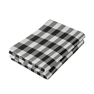 xigua 2 Pieces Black and White Buffalo Plaid Hand Towels Set, Absorbent Soft Skin-Friendly Easy Care Towels for Bathroom Pool Gym Camp Travel College Dorm Hotel 14.4"x28.3"