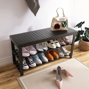 Wonder Comfort Bamboo Rack 3 Tier Shelf Organizer Stand Shoe Shelving Cabinet Bench Holder, Storage Units for Hallway Living Room Bedroom Corridor Sturdy, Brown