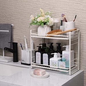 zccz 2-Tier Bathroom Countertop Organizer - Detachable Standing Rack Bathroom Storage Shelf Cosmetic Holder Vanity Tray - Kitchen Spice Rack Shower Caddy Wire Basket, Black