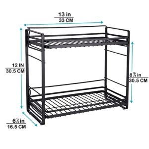 zccz 2-Tier Bathroom Countertop Organizer - Detachable Standing Rack Bathroom Storage Shelf Cosmetic Holder Vanity Tray - Kitchen Spice Rack Shower Caddy Wire Basket, Black