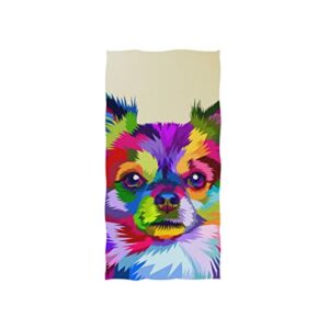 domiking colorful chihuahua dog print soft hand towels for bathroom decorative guest towels fingertip towels for hotel spa gym,16 x 30 inches