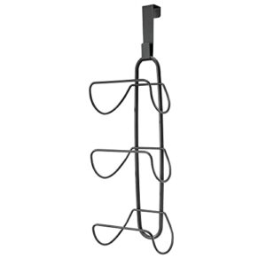 mDesign Modern Decorative Metal Wire Over Shower Door Towel Rack Holder Organizer - for Storage of Bathroom Towels, Washcloths, Hand Towels - 3 Tiers - Black