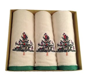 spode christmas tree, boxed set of 3 fingertip towels