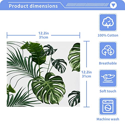 ALAZA Palm Leaves Jungle Monstera Tropical Towels Cotton Washcloths Set,Soft Absorbent Quick Dry Face Cloths,Multi-Purpose Fingertip Towels for Bathroom,Hotel,Travel,12'' x 12'' (2 Pack)