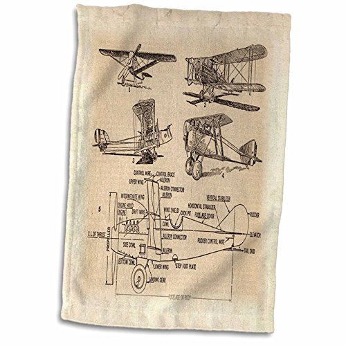 3D Rose Early 1900s Sketch of Airplanes TWL_62138_1 Towel, 15" x 22"