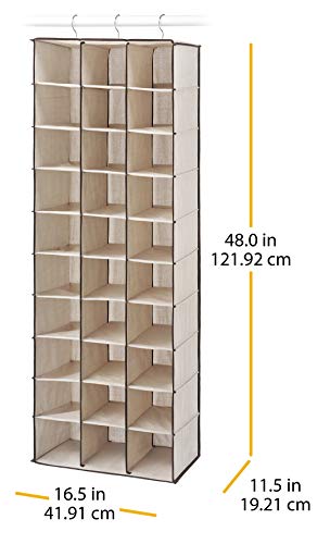 Whitmor 30 Section Hanging Shoe Shelves, Tan