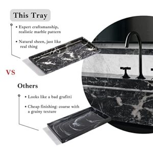 Premium 4 Pcs Matte Black Bathroom Accessories Set Complete with Black Marble Tray. Bathroom Soap Dispenser Set. Bathroom Decor Sets Accessories with Bathroom Tray. Bathroom Sets Accessories (Black)