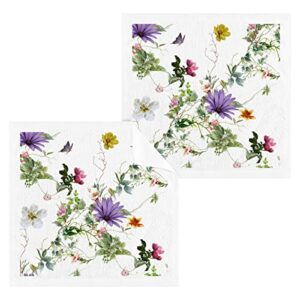 xigua butterfly flowers1 wash cloths 4 pack - 12 x 12 inch super soft washcloths for your face and body - 100% cotton highly absorbent baby face towel