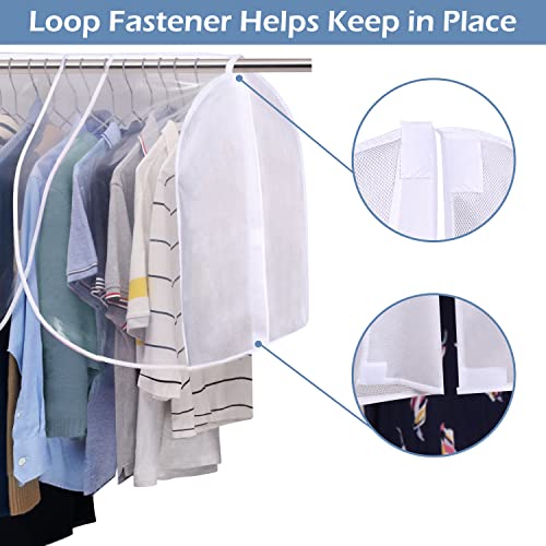 SLEEPING LAMB Hanging Closet Cover for Storage Dustproof Shoulder Cover Garment Protector for Clothes, Coats, Suits, Dresses, 2 Pack, White