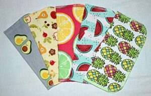 1 ply printed flannel little wipes 8x8 inches set of 5 farmers market
