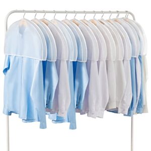 shoulder covers plastic hanger covers for clothes (set of 12) closet clothes protectors breathable clear jacket cover with 2" gusset for suit, coat, jackets, blouses, dress - 24'' x12" x2''/12 pack