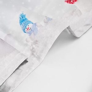 Emvency 4Pcs Christmas Snowman Shower Curtain Sets with Non-Slip Rugs Toilet Lid Cover and Bath Mat,Celebration Theme Xmas Balls Pendant Waterproof Curtain for Shower Window Decor 72" x 72"