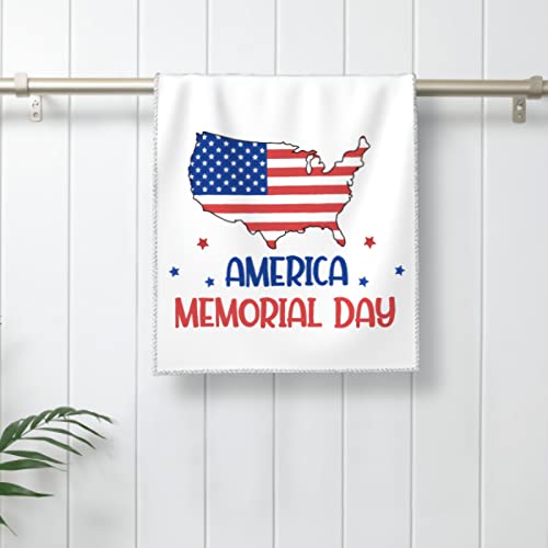 luxteen America Memorial Day Hand Towel - Print Bath Bathroom Towel Highly Absorbent Soft Guest Fingertip Towels