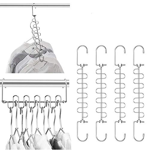 Meetu Space Saving Hangers Magic Cloth Hanger Metal Closet Organizer for Closet Wardrobe Closet Organization Closet System (Pack of 20)