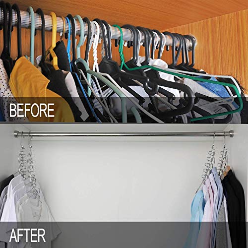 Meetu Space Saving Hangers Magic Cloth Hanger Metal Closet Organizer for Closet Wardrobe Closet Organization Closet System (Pack of 20)