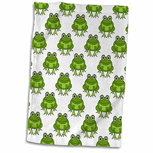 3D Rose Cute Green Frog Pattern TWL_204729_1 Towel, 15" x 22"