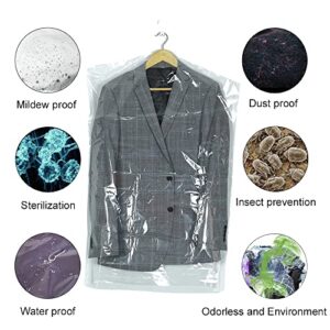 10Pcs Transparent Plastic Garment Covers 35.4inch Hanging Clothes Dust-Proof Protector Bags Suitable for Home Storage Clothing Stores & Dry Cleaning Laundrette.