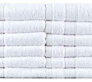 LUNASIDUS Bergamo, Luxury Hotel/Spa Washcloths, 100 Percent Turkish Cotton, Set of 12, 700 GSM, Made in Turkey, White